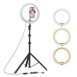 Tygot 10 Inches Big LED Ring Light for Camera, Phone tiktok YouTube Video Shooting and Makeup, 10″ inch Ring Light with 7 Feet Long Foldable and Lightweight Tripod Stand
