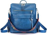 ProArch Medium 24L Backpack Purse for Women Convertible Travel Vintage PU Leather Shoulder Backpack BlueUSA1 (blueUSA)