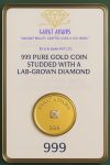 Carat Affairs 24K Pure Gold Coin with 0.15 Carat Lab Grown Diamond, 999 Fine Gold