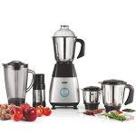Glen Mixer Grinder 750W With 1 Transparent Jar 3 Stainless Steel Jars – Black & Silver (4023 PLATINUM)
