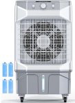 HIFRESH Air Cooler for Room Cooling, 29Ft Powerful Air Throw Portable Fan, 20L Ice Chamber, 3-Side Honeycomb Pads, 4 Ice Packs, Auto Rotation, Personal Air Cooler for Home, Low Power Consumption