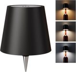 Wireless Bottle Lamp Shade – Rechargeable LED Light with 3 Colors & Stepless Dimming – Fits Any Wine Bottle, Desk or Bar Table Lamp – ABS Plastic – Pack of 1