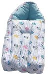 AMARDEEP Blue Baby Quilt & Sleeping Bag Cum Carry Bag – Soft, Cozy, Portable Baby Bedding for Newborns, Infants – 64×41 cm, Perfect for Travel, Stroller, and Sleeping Time