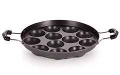 NIRLON Non-Stick Aluminium 12 Cavity Appam Pan with 2 Side Handle (Red, 3mm, Classic_AP12_No_LID)