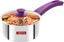 Lifelong LLTPSP18 Sauce Pan 18 cm diameter with Lid 2.25 L capacity(Triply, Induction Bottom)