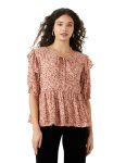 Amazon Brand – Eden & Ivy Women’s Crinkled Rayon Peplum Blouse_ENI-AW23-WTOP-101_Clay Pink_XS