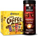 Bevzilla Classic Strong Coffee (200g) X Assorted Instant Coffee Powder Sachets (48X2g) Instant Coffee(196 g, Vanilla, Hazelnut, Unflavoured, Butterscotch Flavoured)