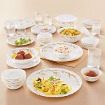 Larah By Borosil Bella Silk Series Opalware Dinner Set with Glasses, 35 Pieces for Family of 6, Microwave & Dishwasher Safe, Bone-Ash Free, Crockery Set for Dining & Gifting, Plates & Bowls, White