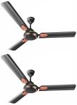 LONGWAY Kiger P2 1200 mm/48 inch Ultra High Speed 3 Blade Anti-Dust Decorative Star Rated Ceiling Fan (Smoked Brown, Pack of 2)