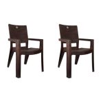 Cello Jordan Chair Set of 2 (Rose Wood) | Strong and Durable | Easy to Clean | Chair for Living Room, Bed Room, Kitchen, Office Room, Outdoor | 3 Years Warranty