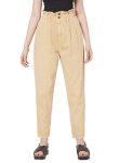 AKA CHIC Tapered Fit Women High Rise Jeans (AKCB1449A_Beige_26)