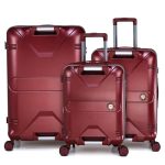 Verage Luxe Romero Set of 3 Expandable Hardsided Suitcase with TSA Approved Lock, Bottle Holder & Front Handle Luggage Trolley Bag for Travel (20″/24”/28″) (Marshall)