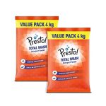 Amazon Brand – Presto! Total Wash Detergent Powder | 8 Kg | 4 Kg X 2 Packs | Tough On Stains | Safe And Gentle On Fabrics | Refreshing Fragrance | Machine And Hand Wash | Bleach-Free Washing Powder