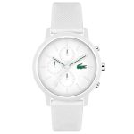 Lacoste Lacoste.12.12 Chrono Qtz Fashion Chrono White Round Dial Men’s Watch|White Silicone Material|Multi Color Band – 2011246
