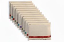 SOFLIN Cotton Saree Covers/Bags For Storage Set Of – 12 Big Size Single (16 X 14 Inches) With Zip Closure For Clothes Bags And Wardrobe Organizer With Transparent Mesh Window, Beige