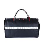 Gear Essentials 27L Faux-Leather Water Resistant Travel Duffle Bag/Gym Bag for Men/Women with Shoe Compartment (Black), 25 cm