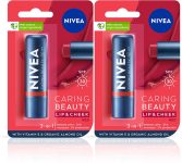NIVEA Lip Caring Beauty Red Lip Balm, Lip & Cheek Tint with SPF 30 (Pack of 2, 9.6 g) Red(Pack of: 2, 9.6 g)