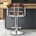 Da URBAN® Classic Height Adjustable & Revolving Bar Stool/Kitchen Chair (Brown) (1 Pc) Leatherette, 48 D x 52 W x 81 H Cm