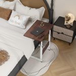 Homeland Design your Heritage Multi Purpose Laptop Table | Wooden Table with Adjustable Height, Wheels | Brown (60 X 60 X 40 Cm)