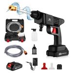 GoMechanic Car Washer High Pressure Gun | Cordless Pressure Washer with 2X Batteries & 5M Hose Pipe | Rechargeable & Portable | Use with Bucket | No Tap Required | Bike & Car Cleaner