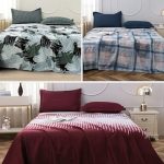 Story@Home 240 TC Bedsheet for Double Bed | Satin Finish, Microfiber Double Bed Bedsheet Combo | 235 X 250 Cm with 2 Pillow Covers | Perfect for Home Decor (Army Green | White & Maroon, Geometric)