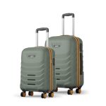 Safari Crescent 8 Wheels Set of 2, Cabin & Check-in Trolley Bags Hard Case Polycarbonate 360 Degree Wheeling System Luggage, Suitcase for Travel, Thyme Green