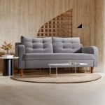 Duroflex Ease Plus – 3 Seater Sofa Set for Living Room | 3 Year Warranty | Premium Wooden Frame Sofa | Anti-Pilling Fabric, Fade & Termite Resistant | Comfortable & Durable Couch – Steeple Grey