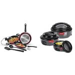 Milton Pro Cook Kitchen Jewel 5-Piece Non-Stick Cookware Set Peach & Ernesto Inner Stainless Steel Jr. Casserole Set of 3 Grey, Stackable & Easy Carry