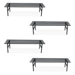 BonKaso Heavy Duty Rectangle Plant Stand: 76x24x18 cm, Black – Set of 4, Modern Design for Indoor & Outdoor Use, Sturdy, Anti-Rust Planter Stand for Garden, Balcony, Patio