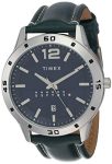 TIMEX Analog Watch for Man with Blue Round Dial & Blue Leather Strap Band Water Resistant Men’s Wrist Watches – TW000U931