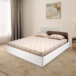 Nilkamal Bruce Bed | Elegant Headboard|4 Compartments|For Bedroom, Hotels, Guest Room| Engineered Wood Queen Box Bed(Finish Color – Walnut & White, Delivery Condition – Knock Down)