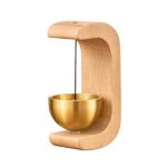 Wooden Magnetic Doorbell with Brass Bell – Japanese Style Musical Chime for Home Entrance – Wall Mounted Décor Bell for Office, Shop – 1 Pc