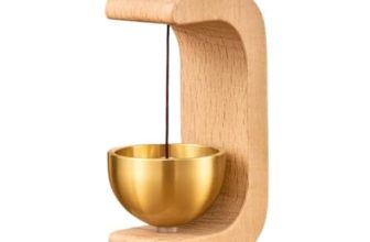 Wooden Magnetic Doorbell with Brass Bell – Japanese Style Musical Chime for Home Entrance – Wall Mounted Décor Bell for Office, Shop – 1 Pc