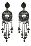Kailash Creation Vibrant Ethnic Dangler Earrings for Women & Girls | Boho Chic Multi-color Statement Earrings (7 Black)