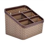 Kuber Industries Plastic Multi-Purpose Organizer|Compact Desk Makeup| Stationary Box for Case Pen Pencil Holder|Cosmetics Size Large (Brown)