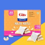 Gits Kaju Katli 500 Gm X 1 Box (48 Pieces) | Kaju Katli Made with Finest Cashews | Kaju Barfi | Indian Mithai | No Added Colours |Traditional Sweets | Gift Pack