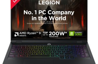 Lenovo Legion Pro 5 AMD Ryzen 9 16 Core 9955HX – (32 GB/1 TB SSD/Windows 11 Home/8 GB Graphics/NVIDIA GeForce RTX 5060/165 Hz) Legion Pro 5 16AFR10 Gaming Laptop(16 inch, Eclipse Black, 2.3 kg, With MS Office)