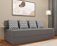 Adorn India Easy 4 Seater Sofa Cum Bed (Rhombus Pattern) Size 6′ X 6′ Ft (Grey Color) Perfect for Home & Office for Guests (1 Year Warranty)