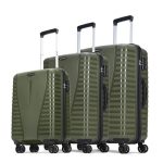 Aristocrat 3 Pc Airpro Set Cabin 55cm(Small) Check-in 66cm(Medium) Check-in 75cm(Large) 8 Wheels Spinner Trolley Bags, Hard Case Luggage, Lightweight Bag & Combination Lock|3 Years Warranty (Green)