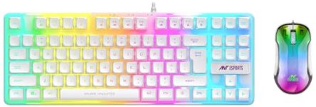 Ant Esports MK700 V2 Membrane TKL Wired Gaming Keyboard – Mercury White & Ant Esports GM610 7D Crystal Full RGB Gaming Mouse- White