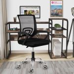 Casa Copenhagen Mesh Mid Back Office/Study/Computer/Revolving/Desk Chair for Work from Home -Metal Base, Height Adjustable Seat- Jet Black & Black Handle