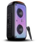 boAt Partypal 300/320 Speaker with 120 W Signature Sound, Karaoke with Built-in Mic, Up to 6 hrs Playtime, TWS Mode, Bluetooth v5.3, AUX Port, & USB Type-C Port(Premium Black)