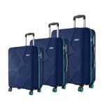 Safari Polypropylene Spinner Pentagon Pro 8 Wheels Set Of 3 (Cabin + Medium + Large) Trolley Bags, Hard Case, 360º Wheeling Luggage, Suitcase For Travel, Navy, 55, 65, 75 cm