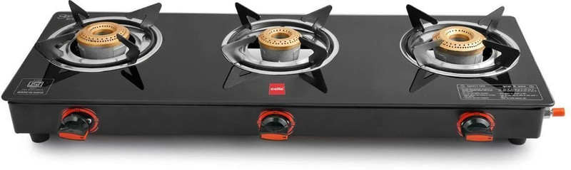 CELLO Trion 3 Burner Glass Manual Gas Stove(3 Burners)