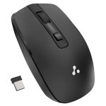 Ambrane Wireless Mouse with 2.4GHz, USB Nano Dongle, Silent Click, Optical Orientation Click Wheel, 4 Buttons, 1600 Adjustable DPI, Both Hand Use, Compatible with PC, Mac, Laptop (Sliq 3, Black)