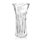 Mikenzo Glass Diamond Cut Flower Vase, Crystal Clear, 7.5 Inch