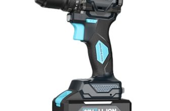 KEPAQI® BSD-2010 Cordless Brushless Drill Driver with 2×2.0Ah Batteries, 55Nm Torque, 2-Speed, 10mm Chuck, Adjustable Speed, Battery Indicator, Rubber Grip Handle