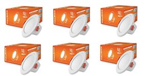 Halonix Kornet 5.5-Watt Junction Box Led Ceiling Light| Cut Out- 3 inch|BIS Certified| Ceiling Light for Hall,Room,Office | Led Downlighter (Pack of 6,Cool White), Polycarbonate