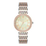 Giordano Eleganza Collection Watch for Women with Stainless Steel Strap and Crystal Embellished Bezel, Roman Numerals