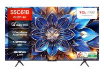 TCL 139 cm (55 inches) 4K Ultra HD Smart QLED Google TV 55C61B (Black)